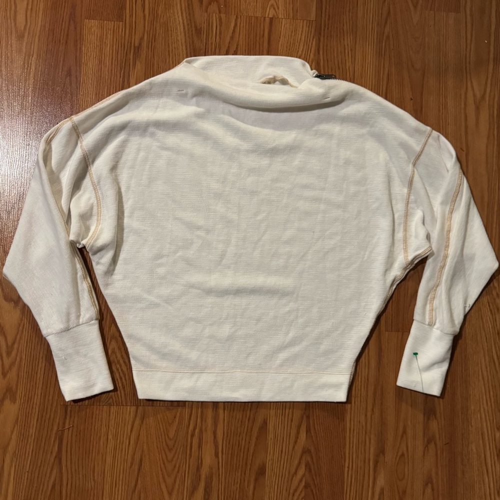 We The Free Free People Cream Zipper Shoulder Long Sleeve Dolman Sweater Size XS
